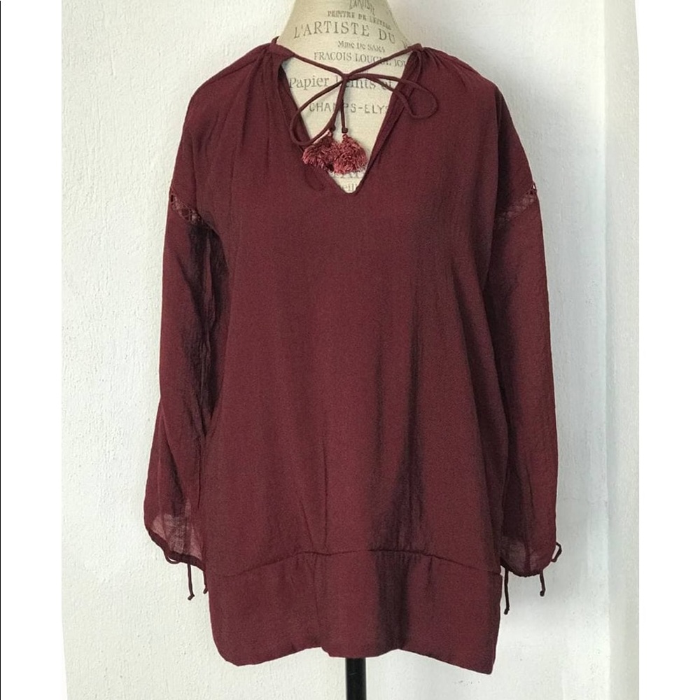 Anthro Faithfull The Band Burgundy Oversize Tunic